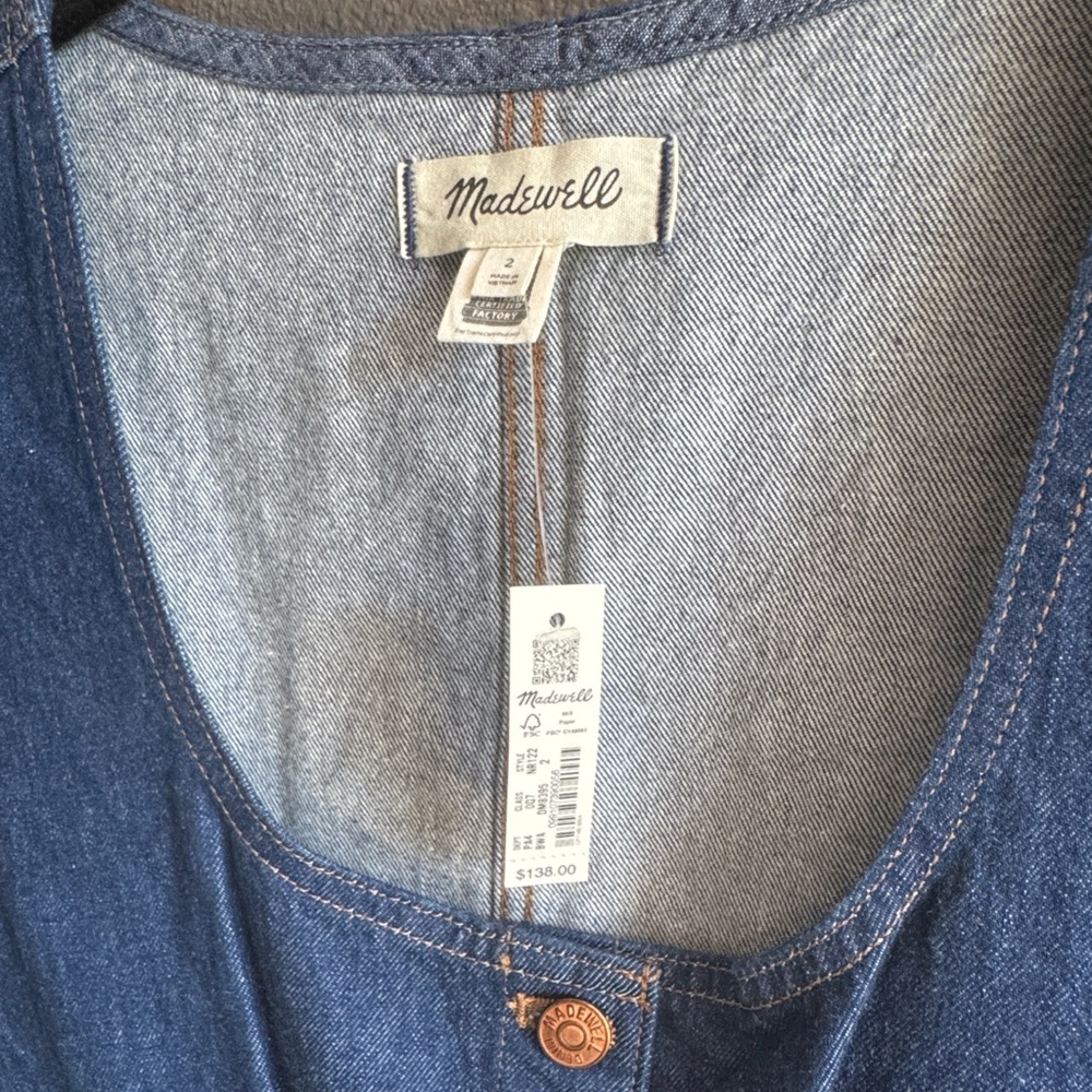 Madewell Dark Blue Denim Midi Dress - Picture 2 of 6